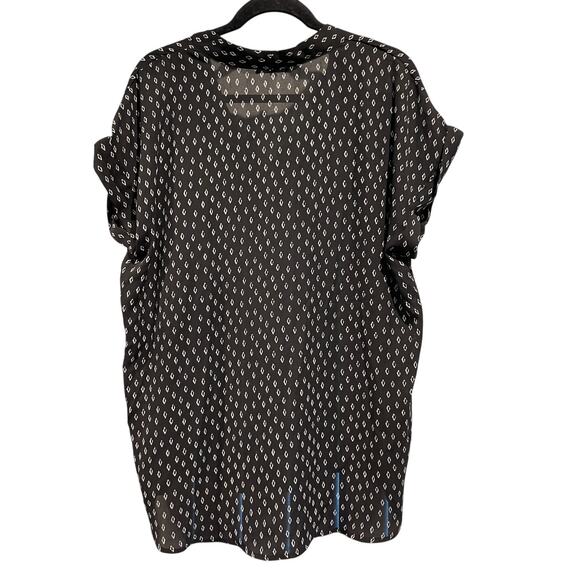 EUC PLEIONE Nordstrom Black White Diamond Short Sleeve Shirt Blouse XL‎ - Picture 2 of 4